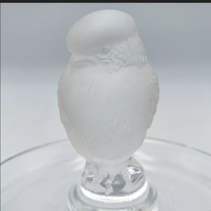 Vintage Lalique bird owl trinket dish